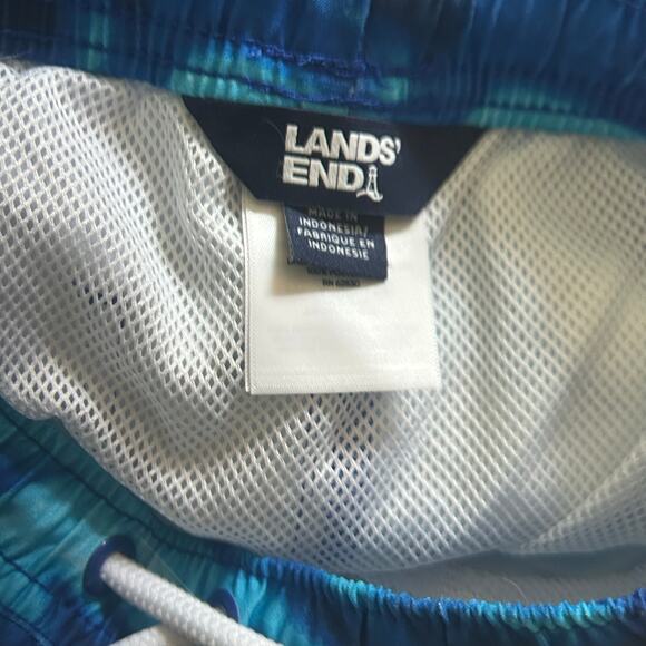 5/$25 Lands' End Boys Blue Swirl Drawstring Liner Swim Trunks S 6 7 NWOT - Picture 4 of 6